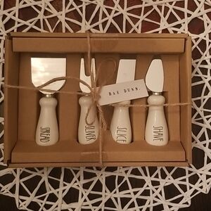 Rae Dunn Spread, Sliver, Slice, Shave Ceramic Utensil Gift Set NWT.